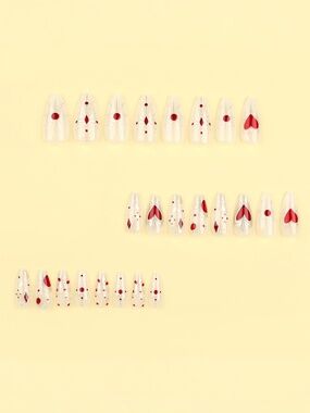 ❤️💅🏽💛 NIB Vintage Sacred Heart French Almond Press-On Nails ✨